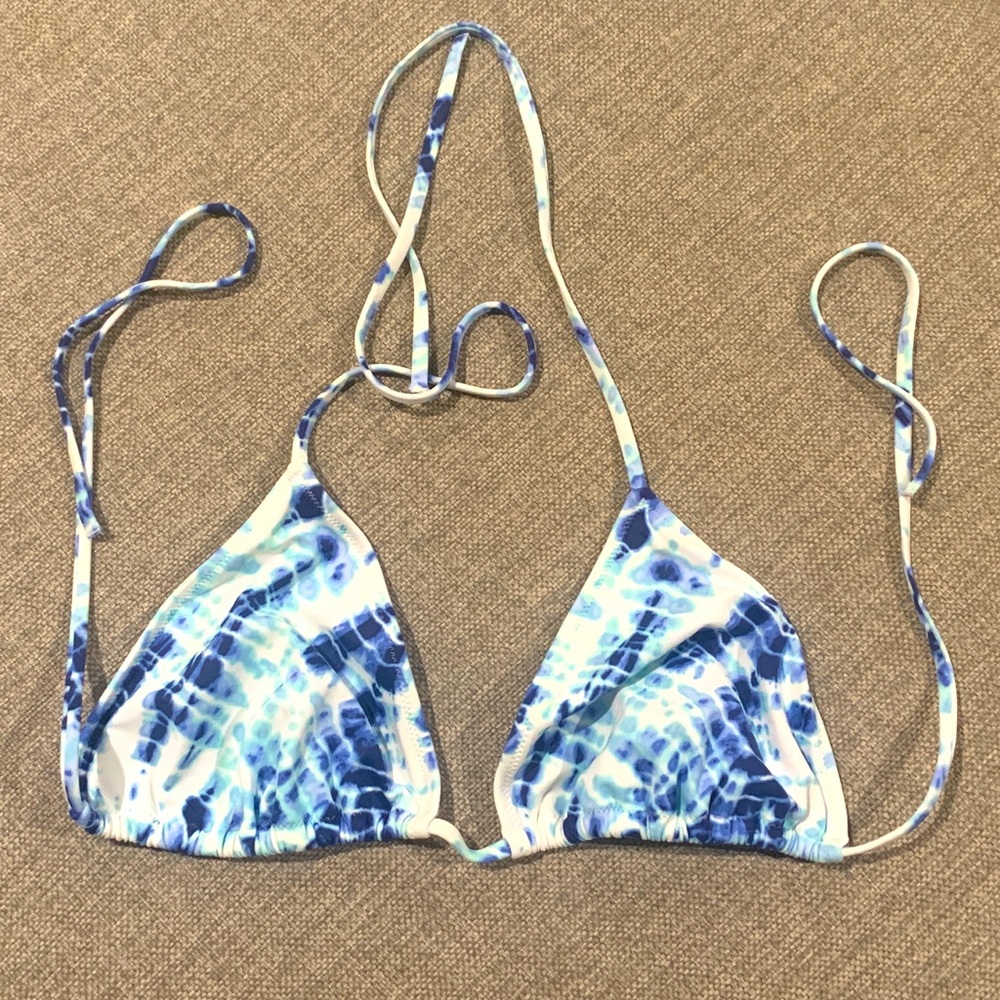 VS blue tie-dyed triangle bikini top sz large